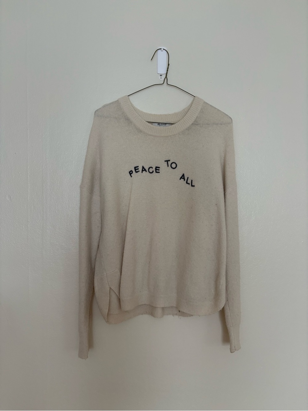 Cream 'Peace To All' Crewneck Sweater